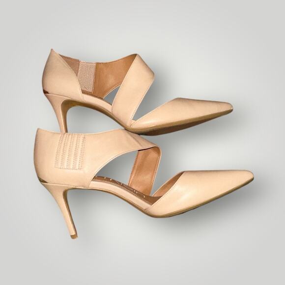 Calvin Klein Nude Pointed Toe Heels Size 8 Crisscross Strap - Picture 2 of 4
